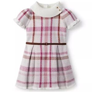Janie and Jack Plaid Pleated Sweater Dress